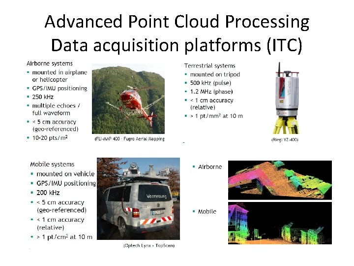 Advanced Point Cloud Processing Data acquisition platforms (ITC) 