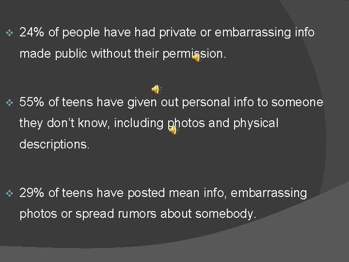 v 24% of people have had private or embarrassing info made public without their