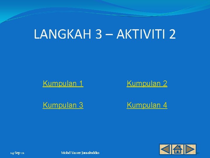 LANGKAH 3 – AKTIVITI 2 14 -Sep-21 Kumpulan 2 Kumpulan 3 Kumpulan 4 Mohd