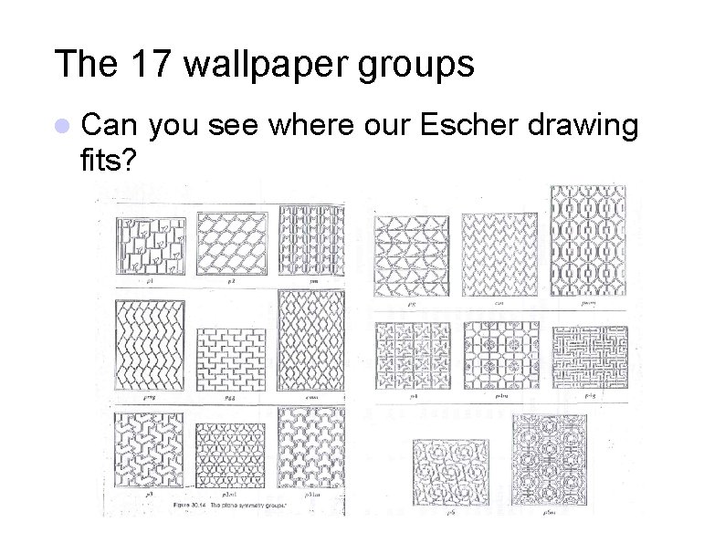 The 17 wallpaper groups Can fits? you see where our Escher drawing 