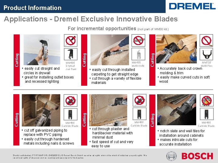 Product Information Applications - Dremel Exclusive Innovative Blades MM 485 Carbide Blade § cut