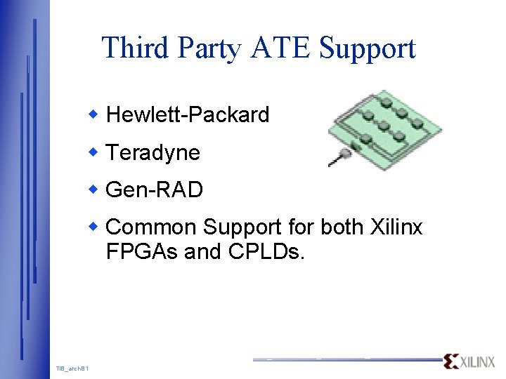 Third Party ATE Support w Hewlett-Packard w Teradyne w Gen-RAD w Common Support for Third Party ATE Support w Hewlett-Packard w Teradyne w Gen-RAD w Common Support for