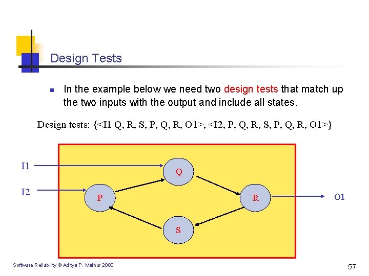 Design Tests n In the example below we need two design tests that match