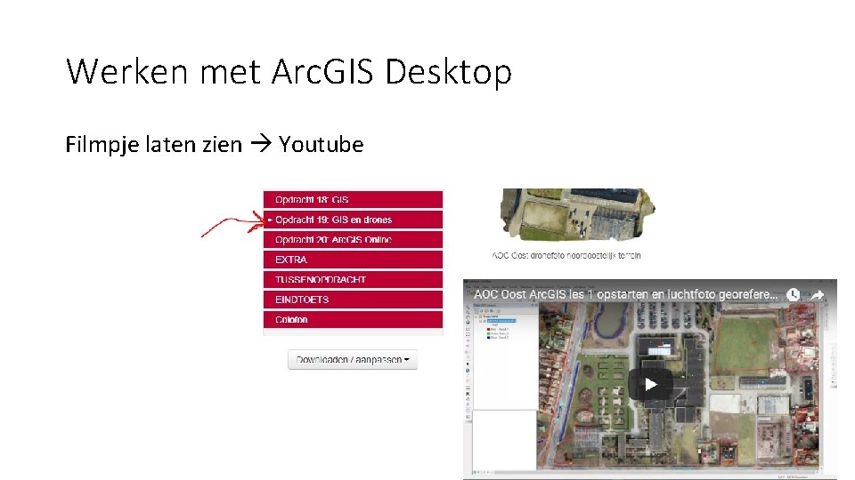 Werken met Arc. GIS Desktop Filmpje laten zien Youtube 