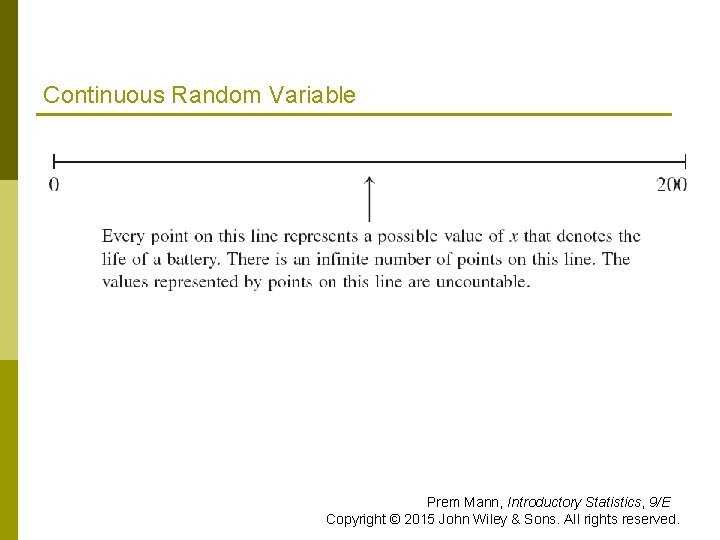 Continuous Random Variable Prem Mann, Introductory Statistics, 9/E Copyright © 2015 John Wiley &