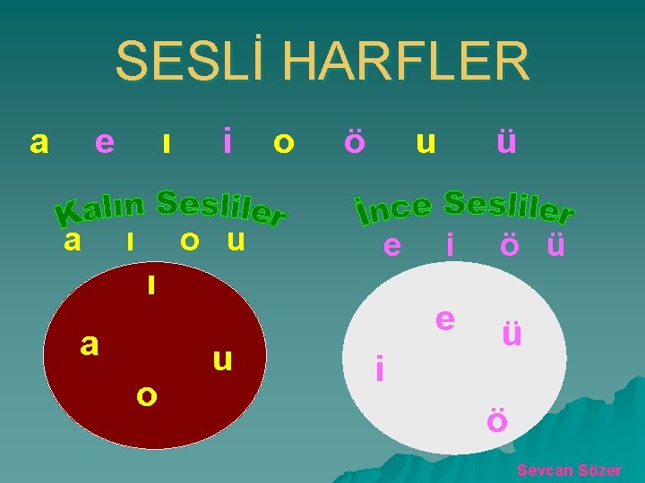 SESLİ HARFLER a e a ı ı i o u ı a o o