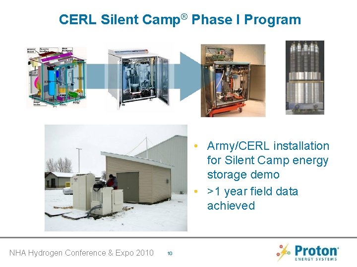 CERL Silent Camp® Phase I Program • Army/CERL installation for Silent Camp energy storage