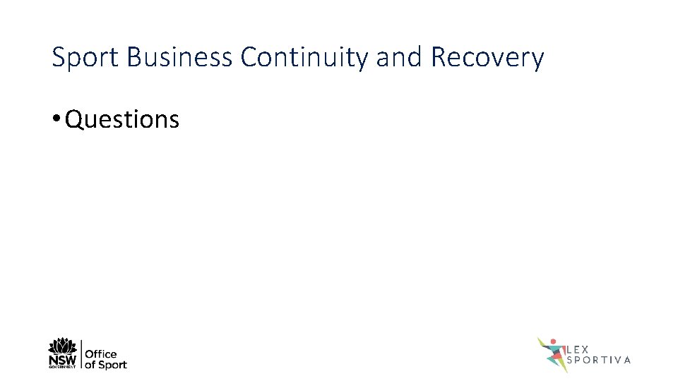 Sport Business Continuity and Recovery • Questions 