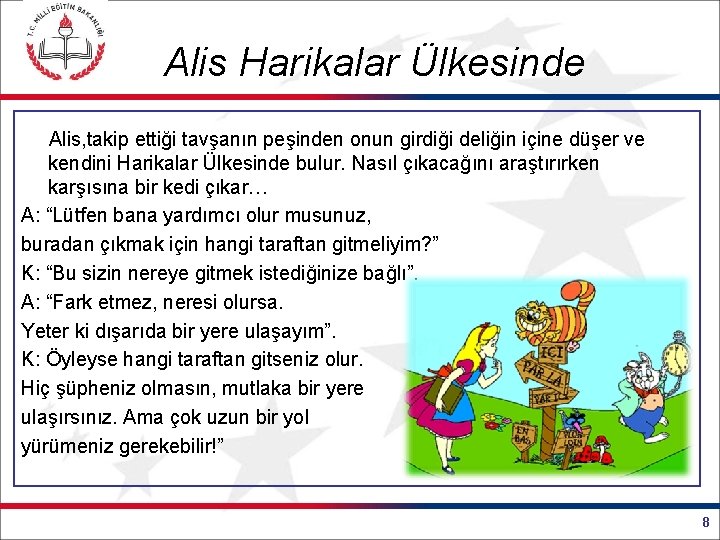 Alis Harikalar Ülkesinde Alis, takip ettiği tavşanın peşinden onun girdiği deliğin içine düşer ve