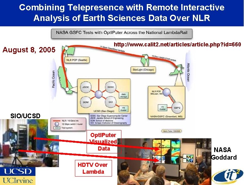 Combining Telepresence with Remote Interactive Analysis of Earth Sciences Data Over NLR http: //www.