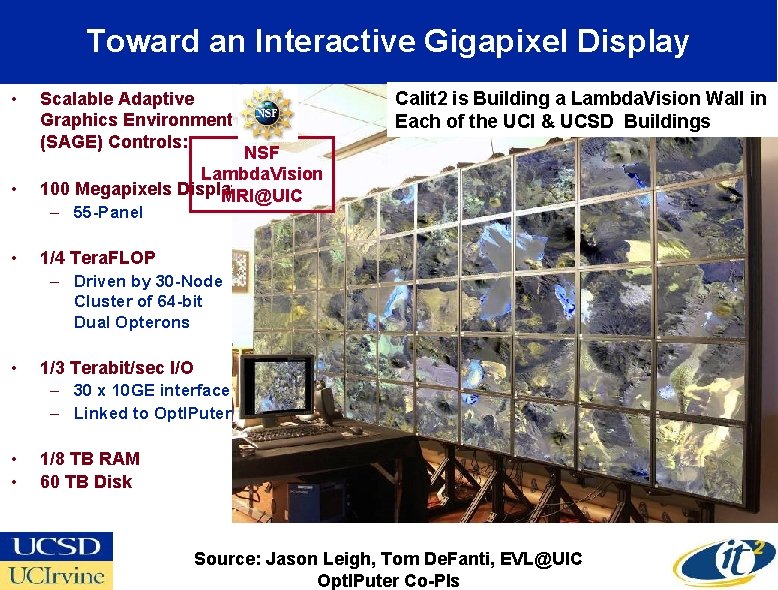 Toward an Interactive Gigapixel Display • • • Scalable Adaptive Graphics Environment (SAGE) Controls: