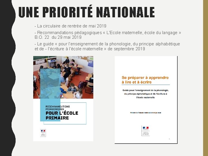 UNE PRIORITÉ NATIONALE - La circulaire de rentrée de mai 2019 - Recommandations pédagogiques