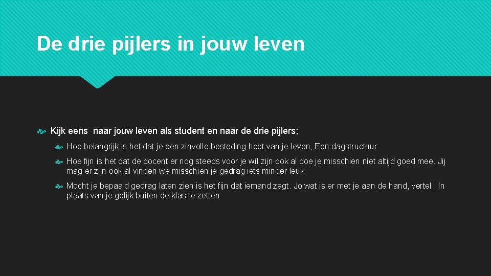 De drie pijlers in jouw leven Kijk eens naar jouw leven als student en