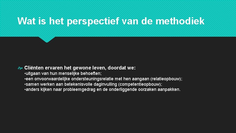 Wat is het perspectief van de methodiek Cliënten ervaren het gewone leven, doordat we: