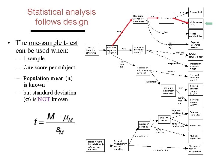 Statistical analysis follows design • The one-sample t-test can be used when: – 1