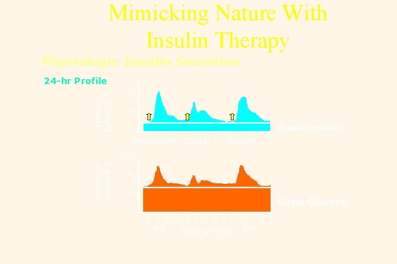 Mimicking Nature With Insulin Therapy Physiologic Insulin Secretion Insulin (µU/m. L) 24 -hr Profile