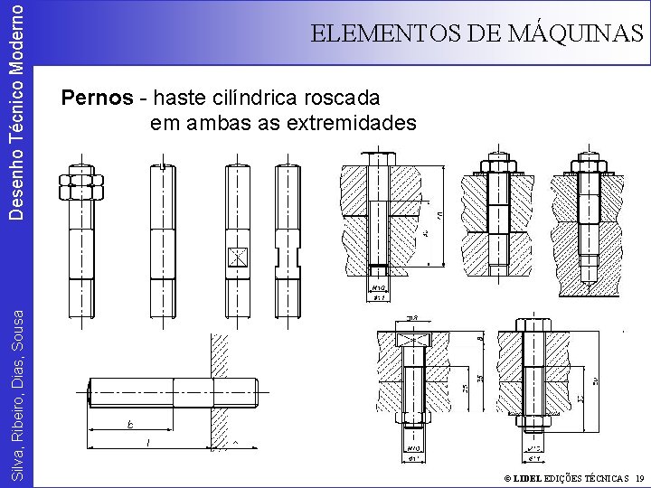 Desenho Técnico Moderno Silva, Ribeiro, Dias, Sousa ELEMENTOS DE MÁQUINAS Pernos - haste cilíndrica