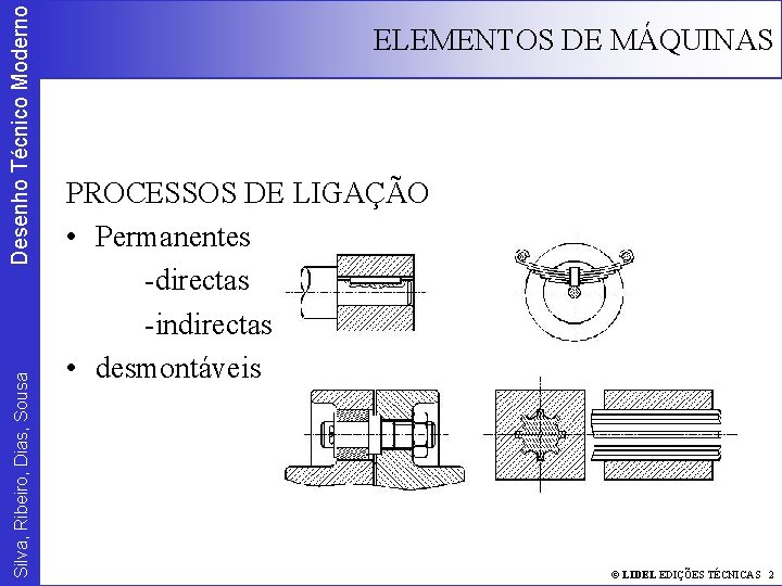 Desenho Técnico Moderno Silva, Ribeiro, Dias, Sousa ELEMENTOS DE MÁQUINAS PROCESSOS DE LIGAÇÃO •