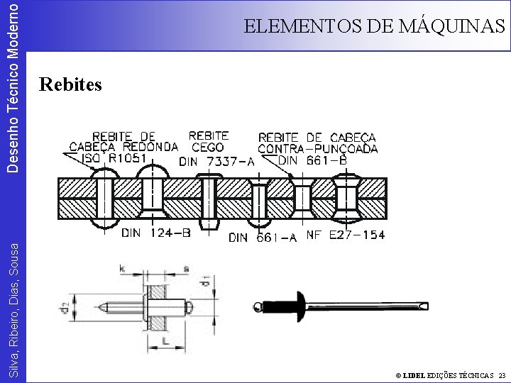 Desenho Técnico Moderno Silva, Ribeiro, Dias, Sousa ELEMENTOS DE MÁQUINAS Rebites © LIDEL EDIÇÕES