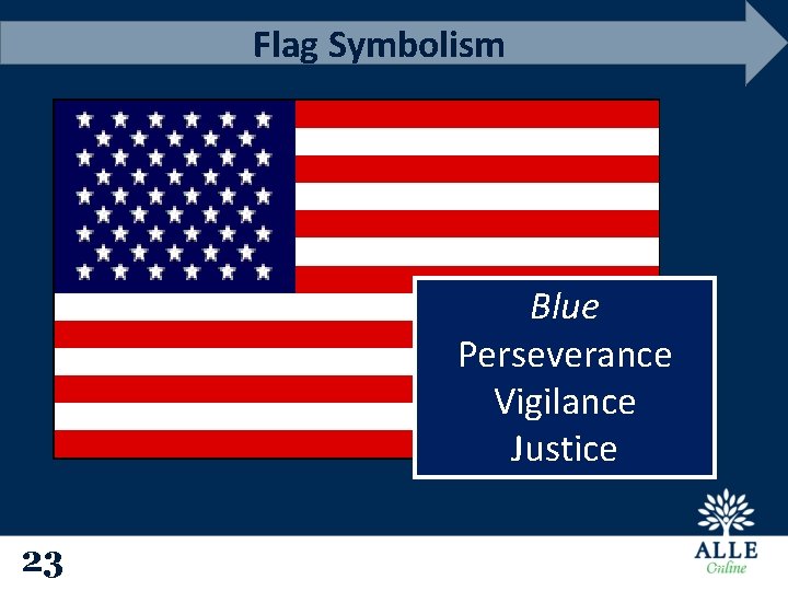 Flag Symbolism Blue Perseverance Vigilance Justice 23 23 