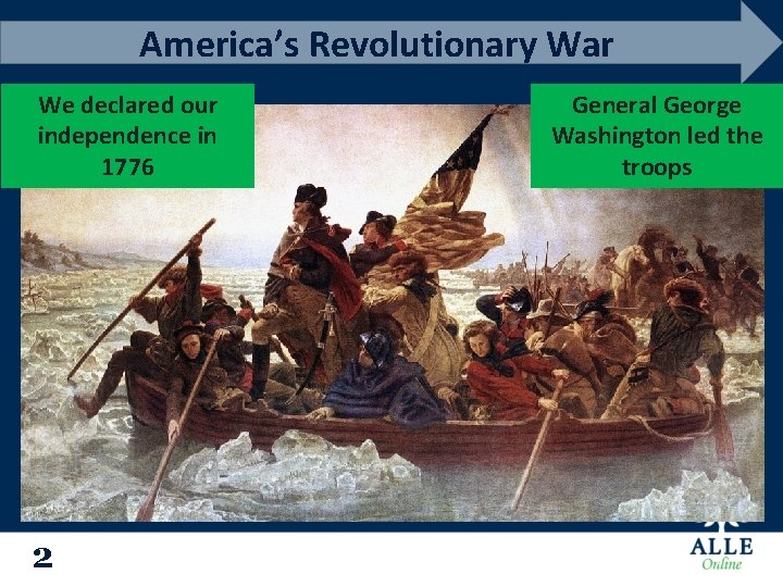 America’s Revolutionary War We declared our independence in 1776 2 General George Washington led