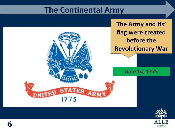The Continental Army The Army and its’ flag were created before the Revolutionary War