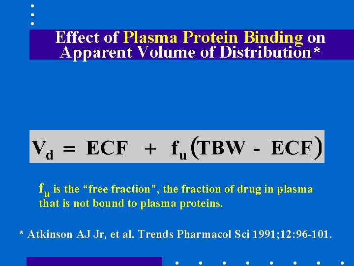 Effect of Plasma Protein Binding on Apparent Volume of Distribution* fu is the “free