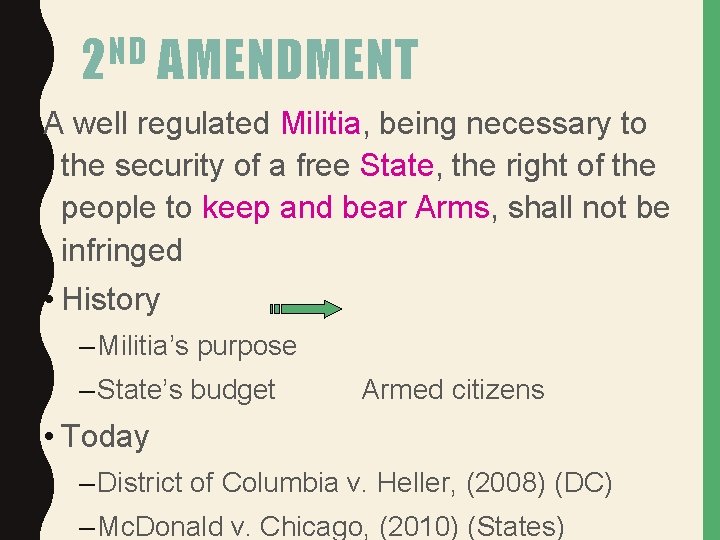 ND 2 AMENDMENT A well regulated Militia, being necessary to the security of a