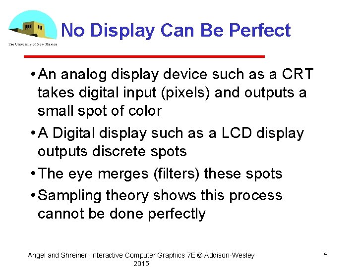No Display Can Be Perfect • An analog display device such as a CRT