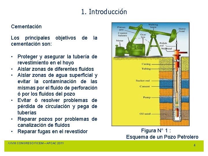 1. Introducción Cementación Los principales objetivos cementación son: de la • Proteger y asegurar