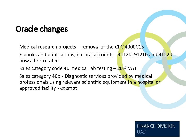 Oracle changes Medical research projects – removal of the CPC 4000 C 15 E-books