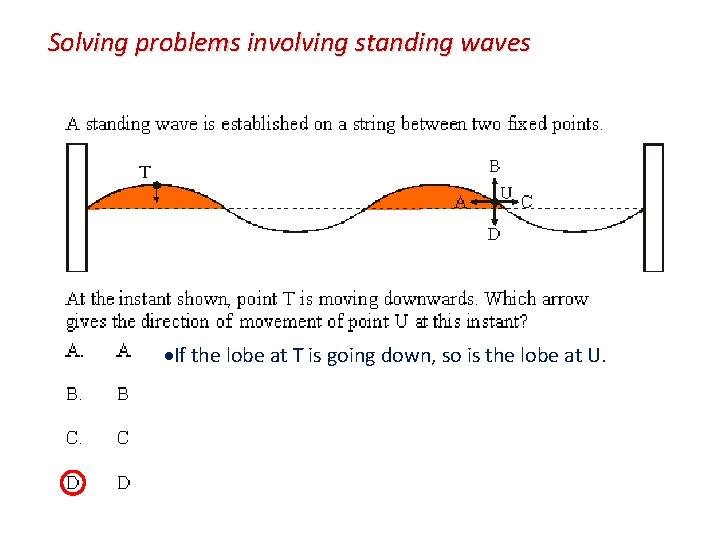 Solving problems involving standing waves If the lobe at T is going down, so