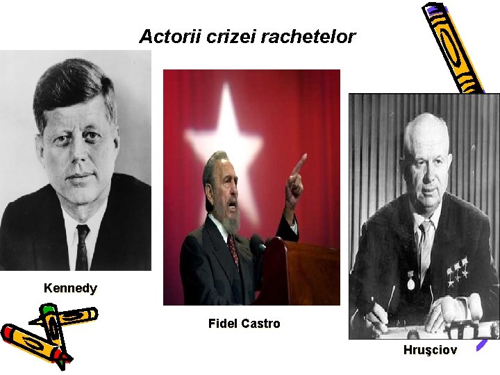 Actorii crizei rachetelor Kennedy Fidel Castro Hruşciov 