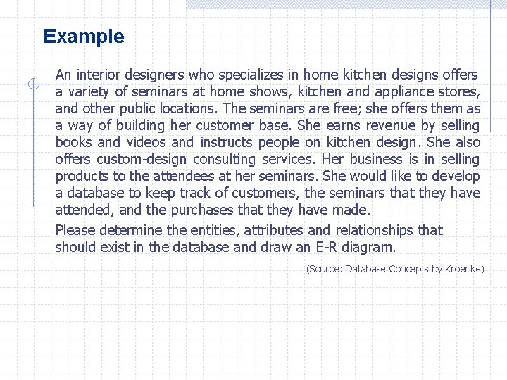 Example An interior designers who specializes in home kitchen designs offers a variety of