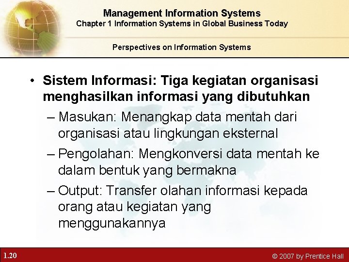 Management Information Systems Chapter 1 Information Systems in Global Business Today Perspectives on Information