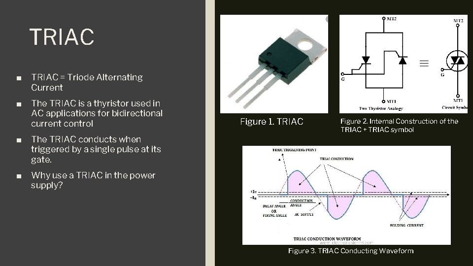 TRIAC ■ TRIAC = Triode Alternating Current ■ The TRIAC is a thyristor used