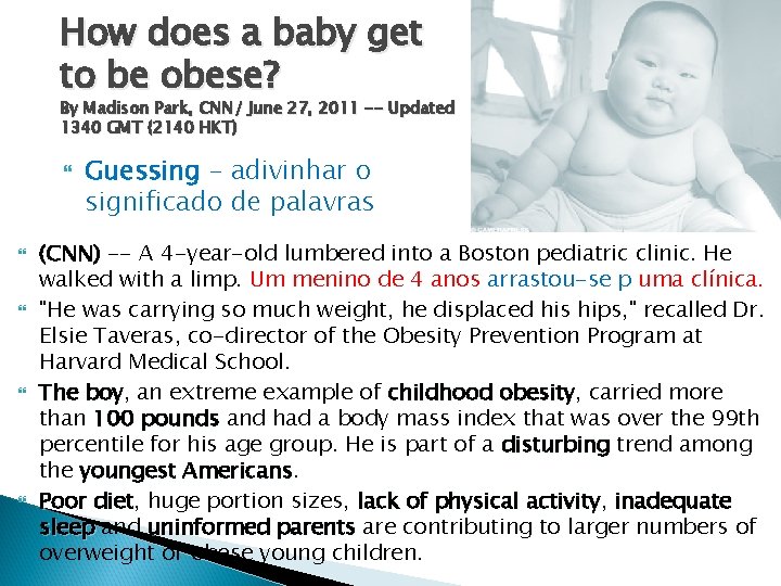 How does a baby get to be obese? By Madison Park, CNN/ June 27,