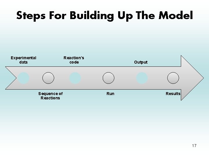 Steps For Building Up The Model Experimental data Reaction’s code Sequence of Reactions Output