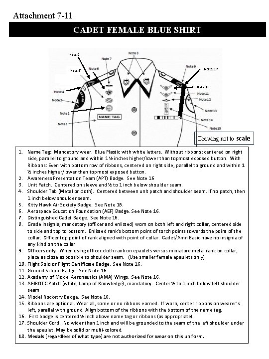 Attachment 7 -11 CADET FEMALE BLUE SHIRT Note 9 Note 5 Note 17 Note