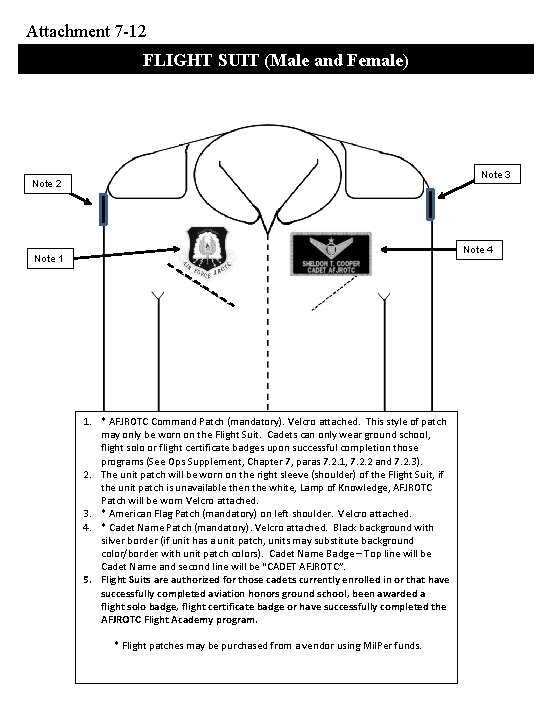 Attachment 7 -12 FLIGHT SUIT (Male and Female) Note 3 Note 2 Note 4