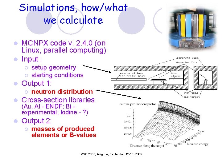 Simulations, how/what we calculate MCNPX code v. 2. 4. 0 (on Linux, parallel computing)