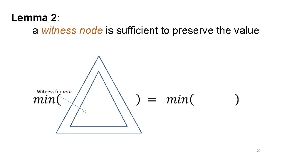 Lemma 2: a witness node is sufficient to preserve the value 20 