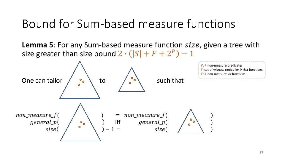 Bound for Sum-based measure functions • One can tailor to such that 37 
