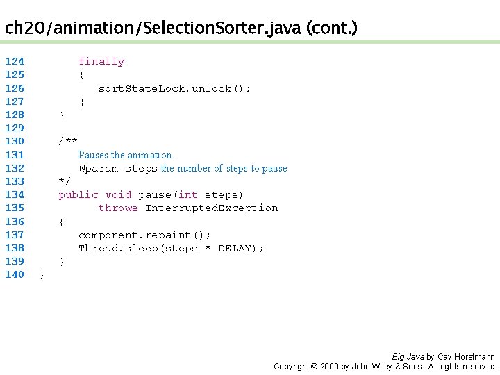ch 20/animation/Selection. Sorter. java (cont. ) 124 125 126 127 128 129 130 131