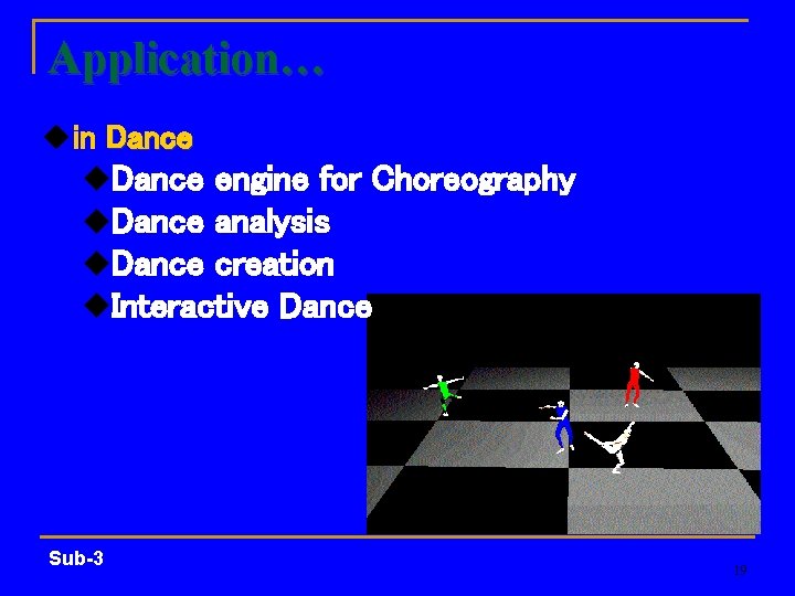 Application… uin Dance u. Dance engine for Choreography u. Dance analysis u. Dance creation