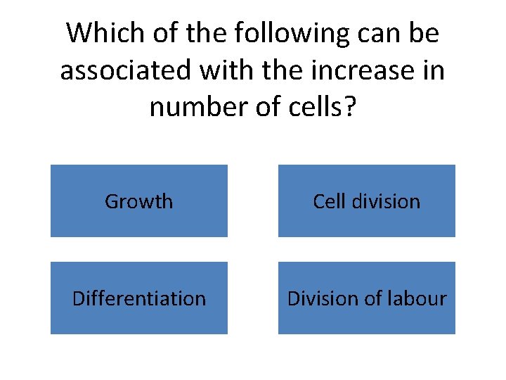 Which of the following can be associated with the increase in number of cells?
