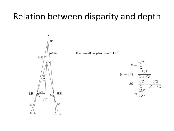 Relation between disparity and depth 