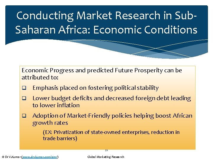 Conducting Market Research in Sub. Saharan Africa: Economic Conditions Economic Progress and predicted Future