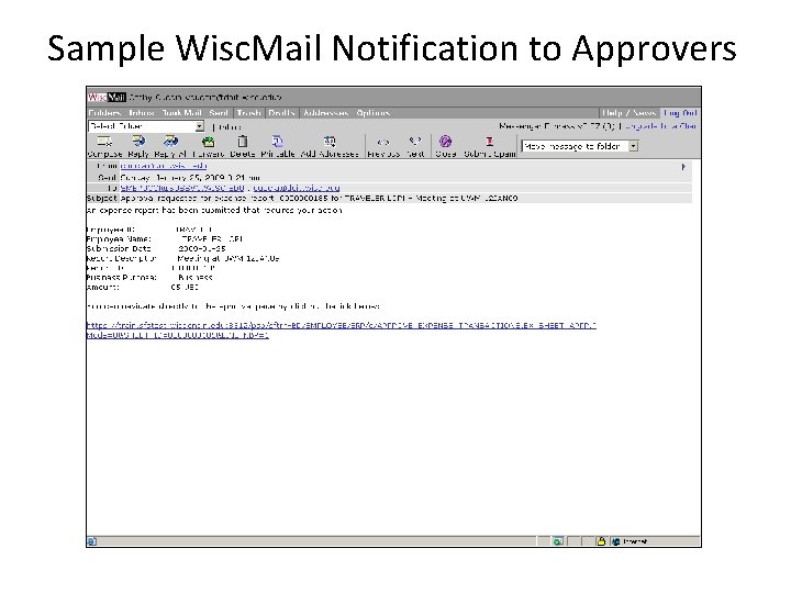 Sample Wisc. Mail Notification to Approvers 