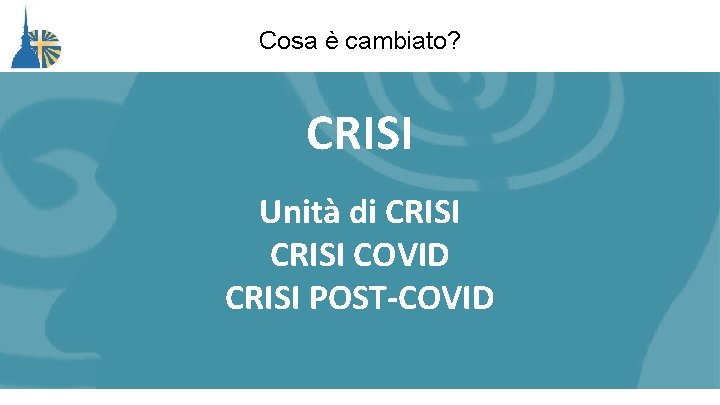 Cosa è cambiato? CRISI Unità di CRISI COVID CRISI POST-COVID 